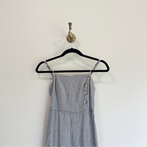Urban Outfitters Blue + White Gingham Strapless Wide Leg Jumpsuit Size 0 - Picture 2 of 6